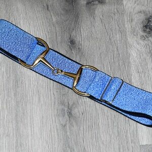 Sparkly blue and Gold snaffle bit equestrian Belt one size fits most